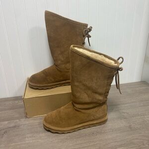 Use women BearPaw Suede Phyllis Wool Lined Sheepskin Boots Brown Size 8